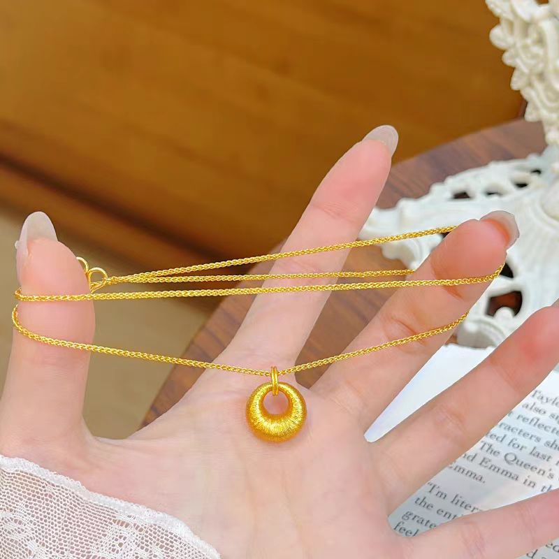 铜合金涤纶项链 中国风情侣女铜合金珠宝链子饰品百搭金坨坨项链