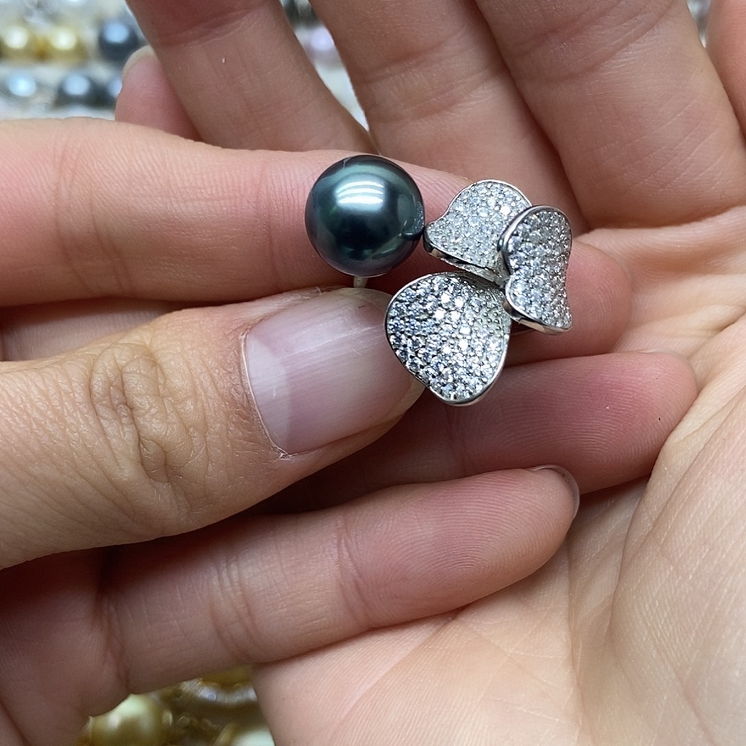 银S925镶嵌海水珍珠戒圈