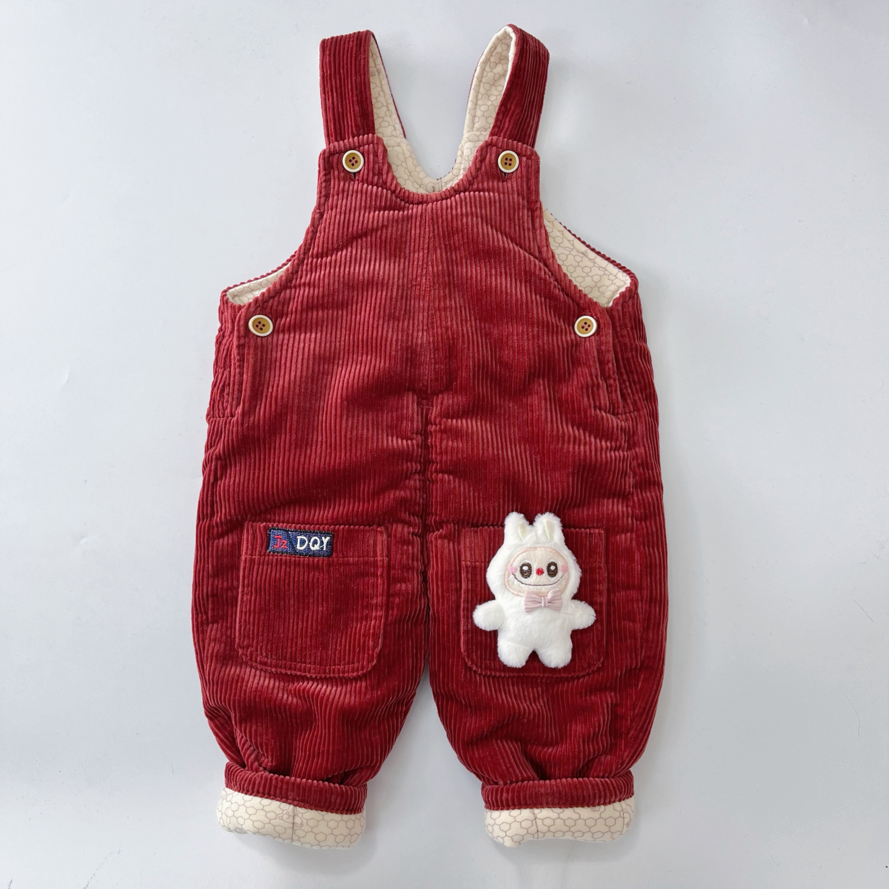 宝宝冬季棉裤背带裤开档两用裆灯芯绒男女童婴儿裤子一条过冬棉裤