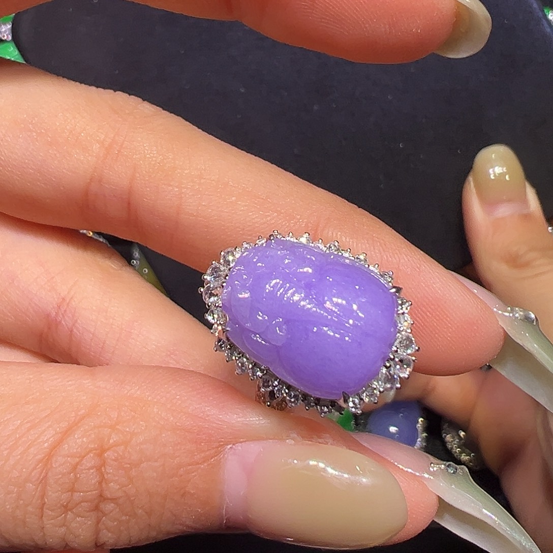 翡翠18K金镶嵌戒指貔貅两用款可当吊坠