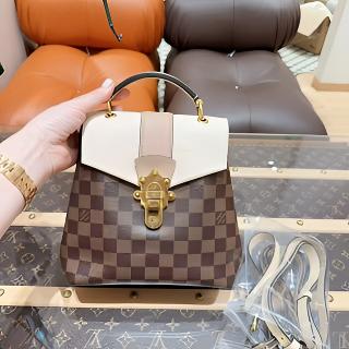99新 LouisVuitton/路易威登 棕棋盘格配米白色 双肩单肩手提 