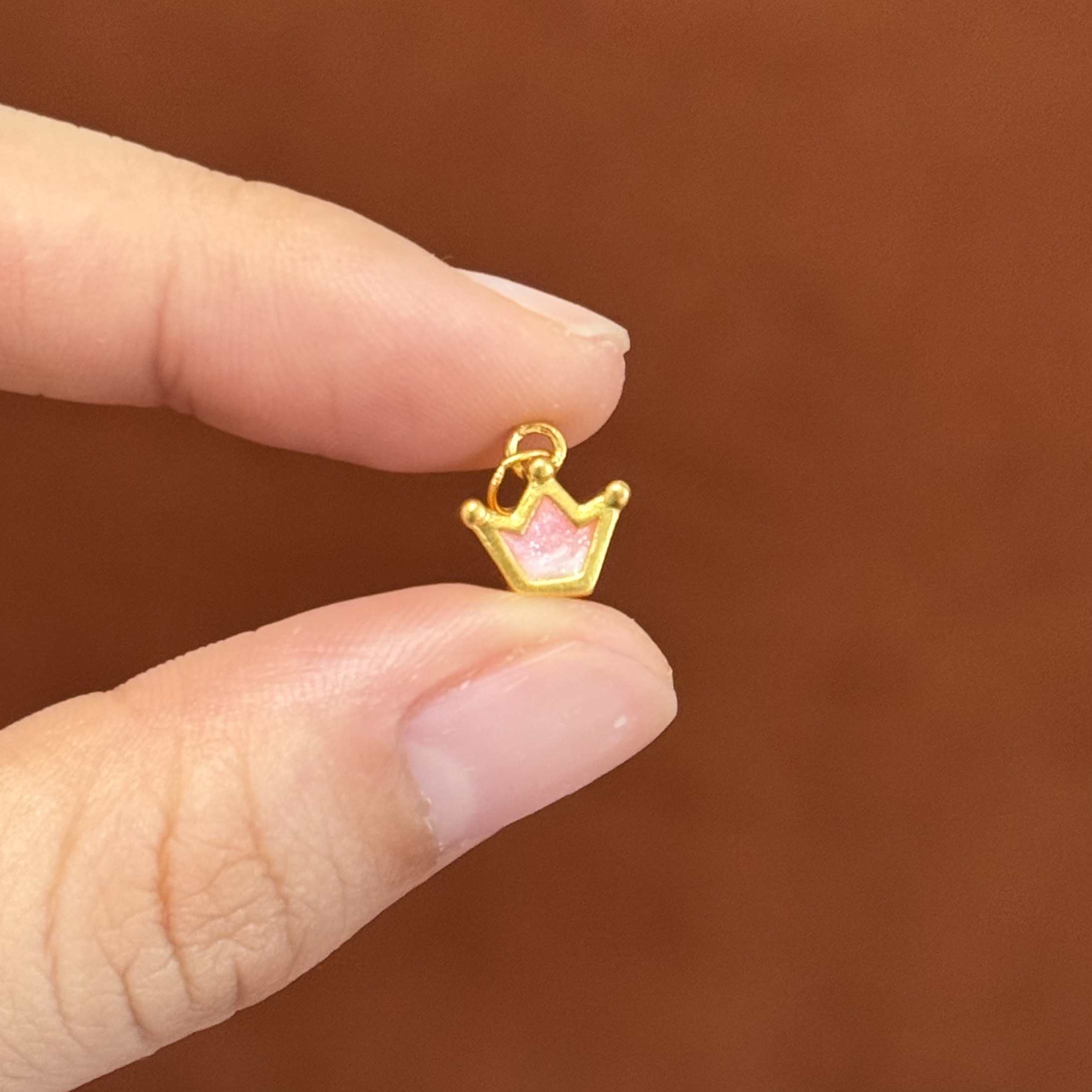 贝贝黄金 足金999 卡通王冠 粉色 珐琅彩 圆环 5D工艺 2 25