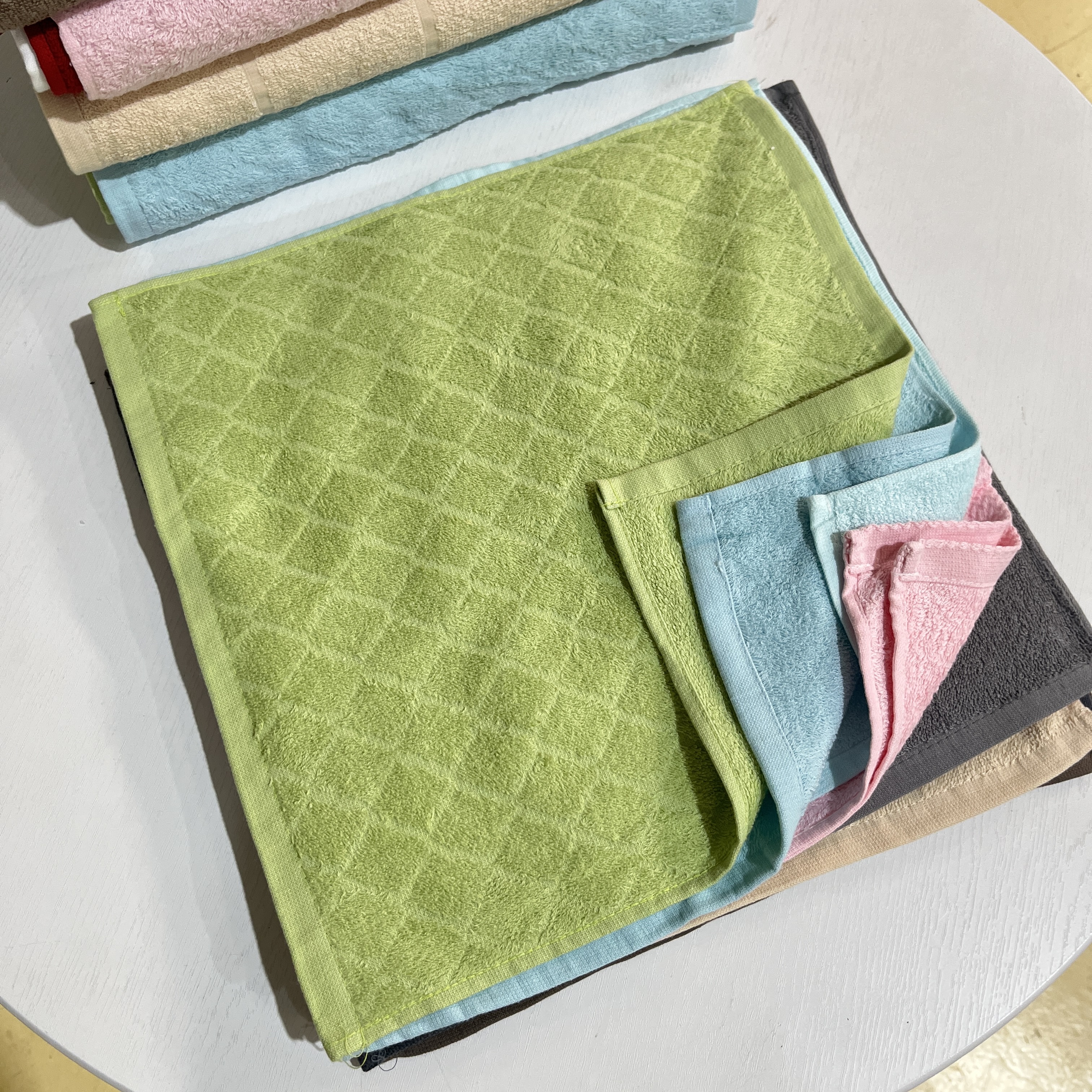 5条全棉方巾34x34cm花色随机微瑕不影响使用