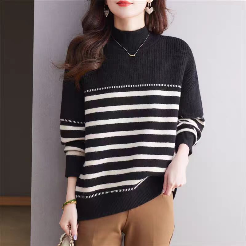 秋冬季常规针织条纹厚款毛针织衫韩版女装衫洋气
