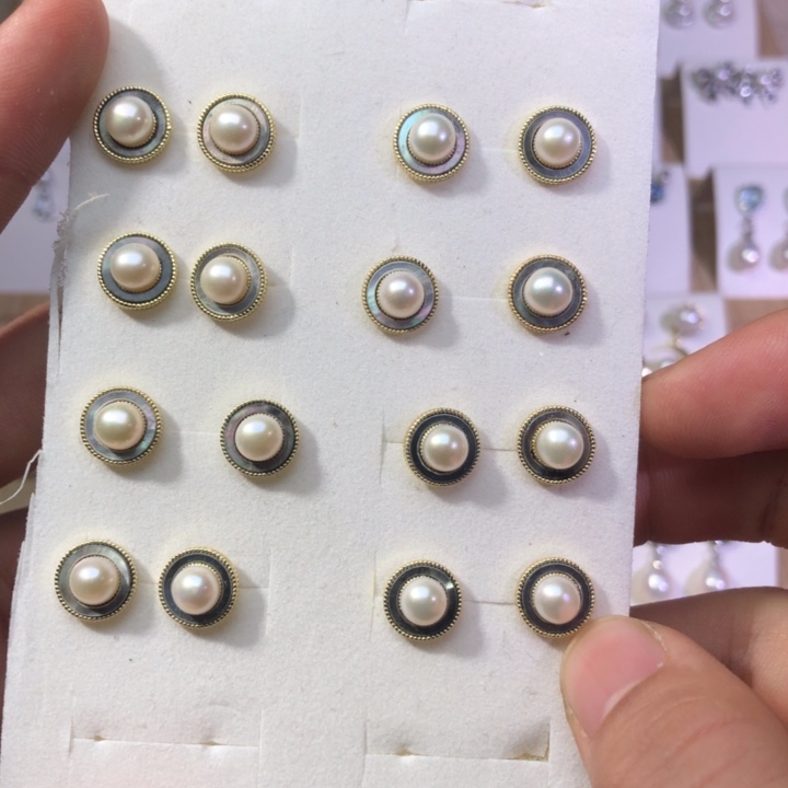 淡水珍珠耳饰银S925镶嵌