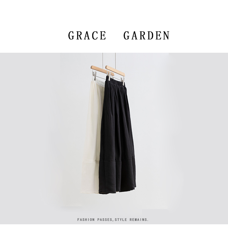 GRACE GARDEN【流光半裙！】法式复古松紧压褶蛋糕裙YQ5B2612