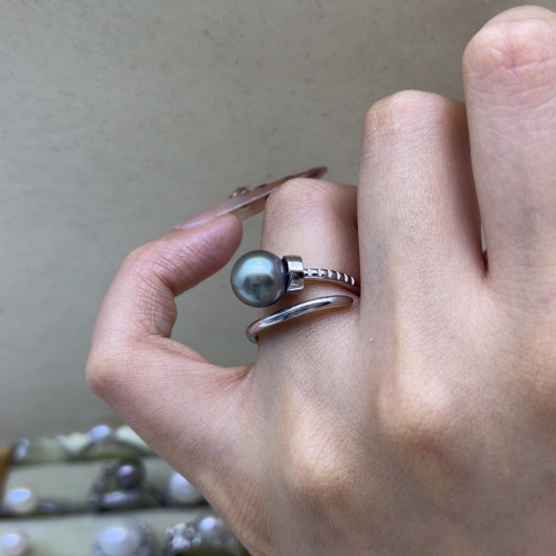 戒指淡水珍珠银S925镶嵌