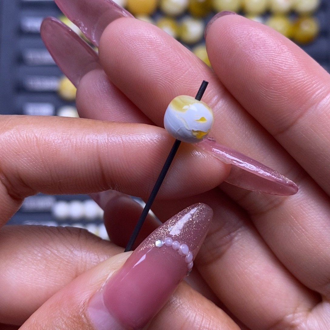 蜜蜡未镶嵌珠宝奇石漆白妖花老型8.8*7.8mm