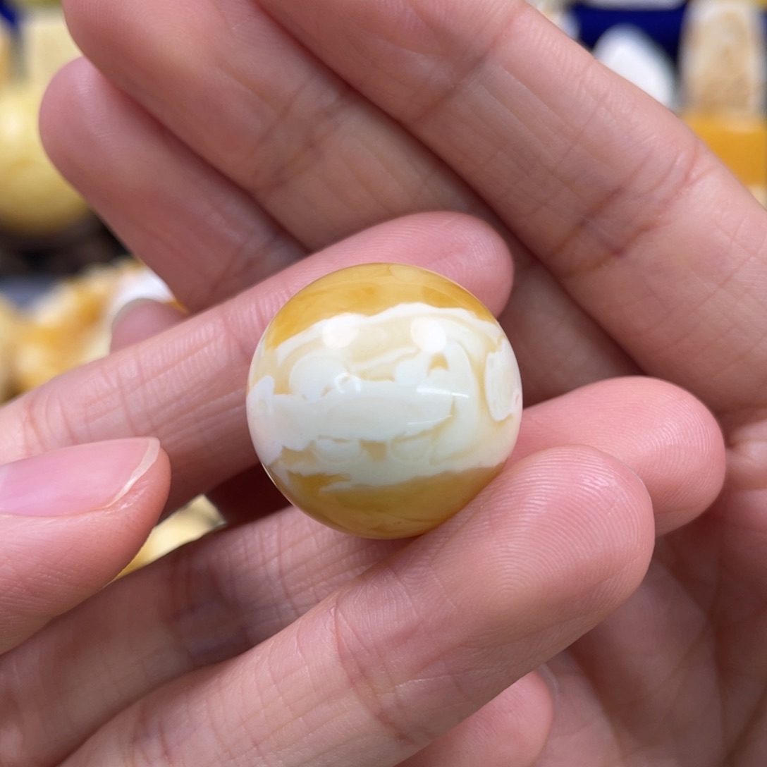 蜜蜡裸石未镶嵌琥珀蜜蜡珠子卡21.4mm