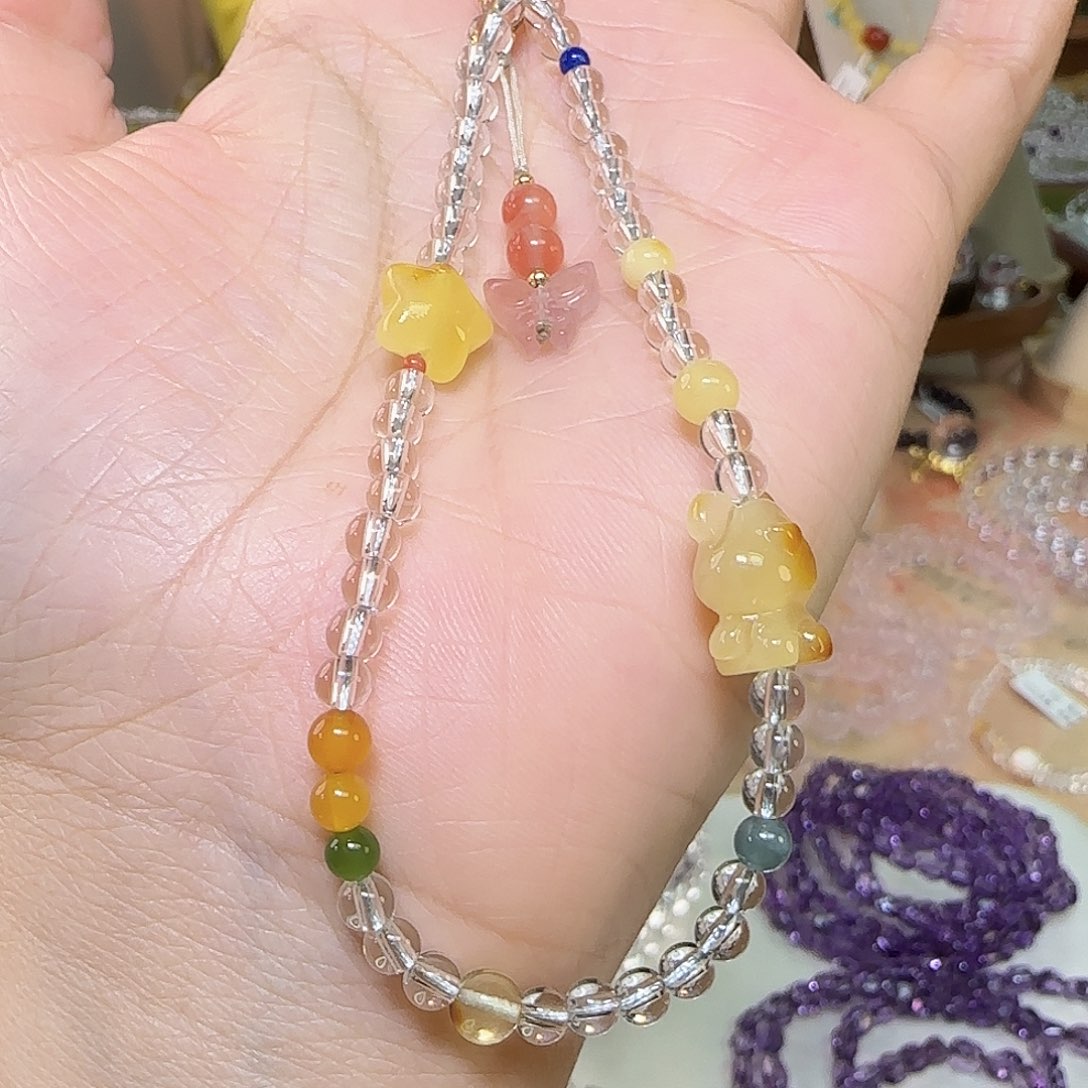 方****手串水晶未镶嵌天然白水晶手机链