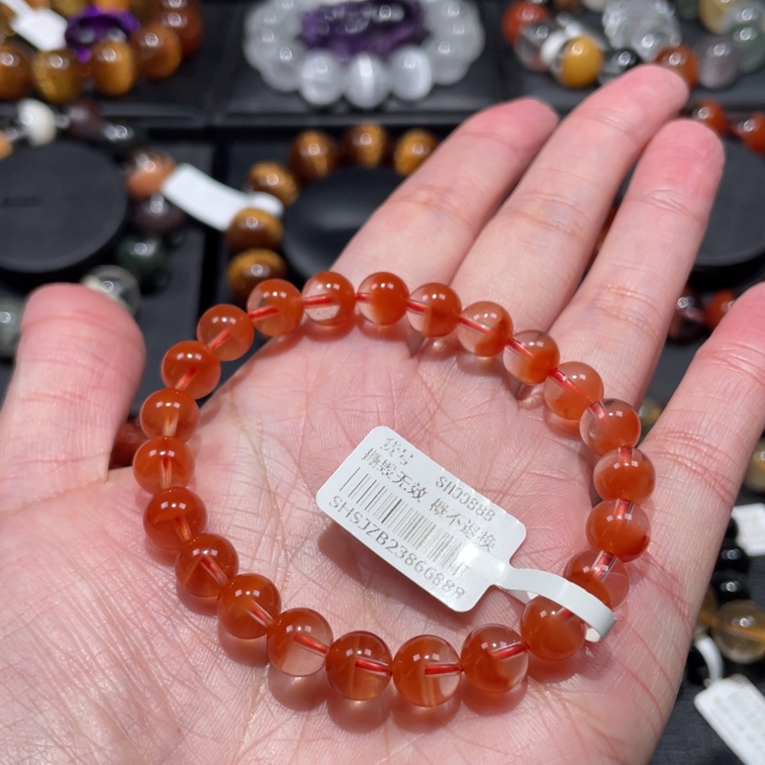 水晶未镶嵌手链红兔毛8mm