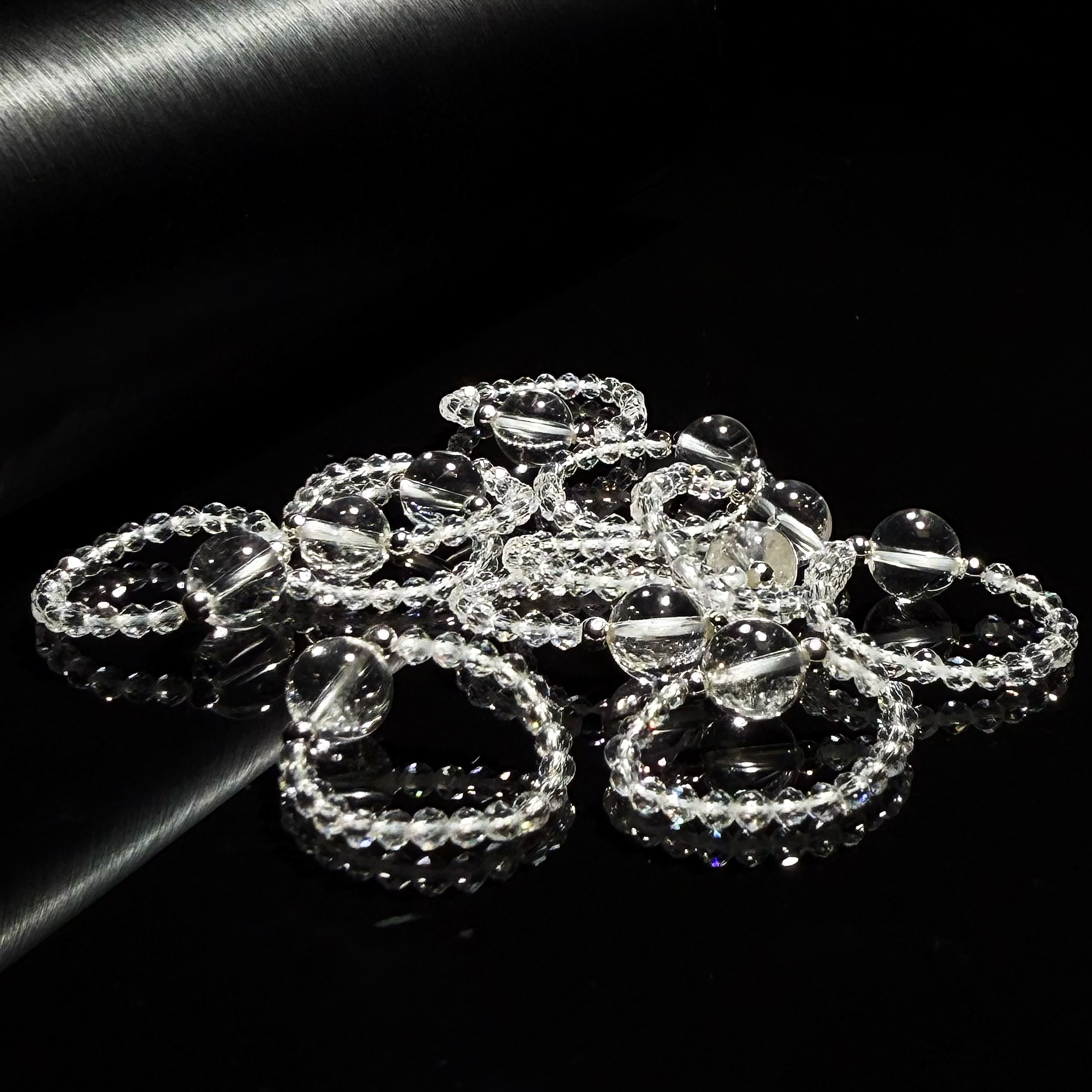 SJ214 天然白水晶圆珠戒指-多样性发其一