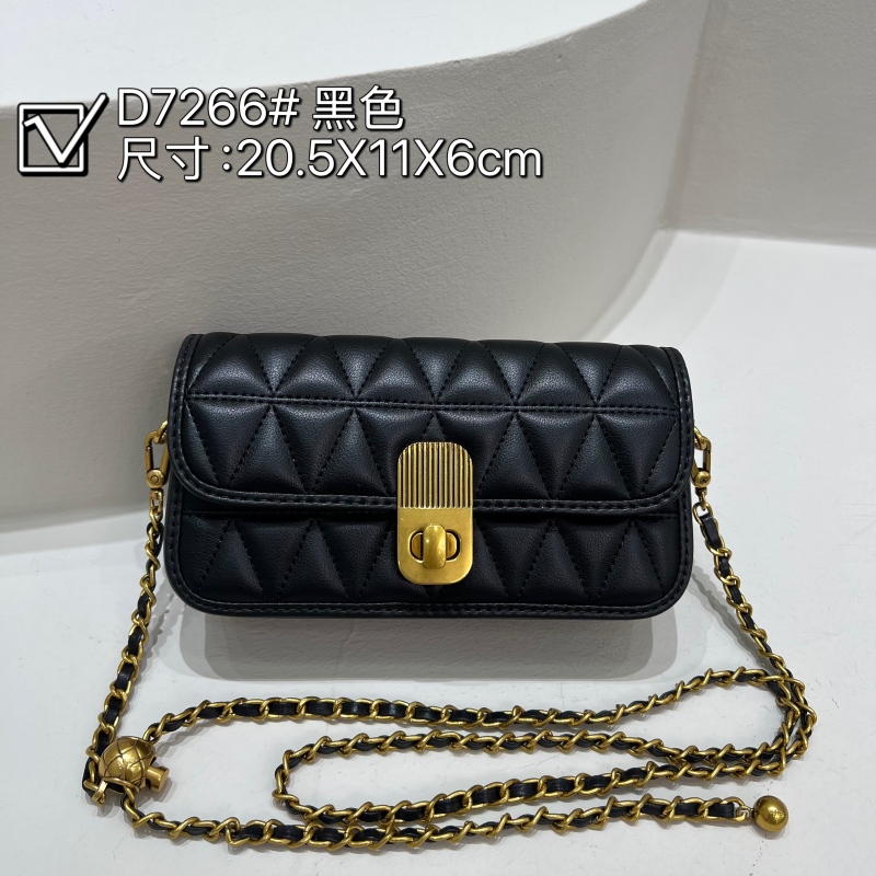 【文文甄选】ZT-D7266-黑色 菱格包纯色潮流单肩包单肩单根拉链轻奢