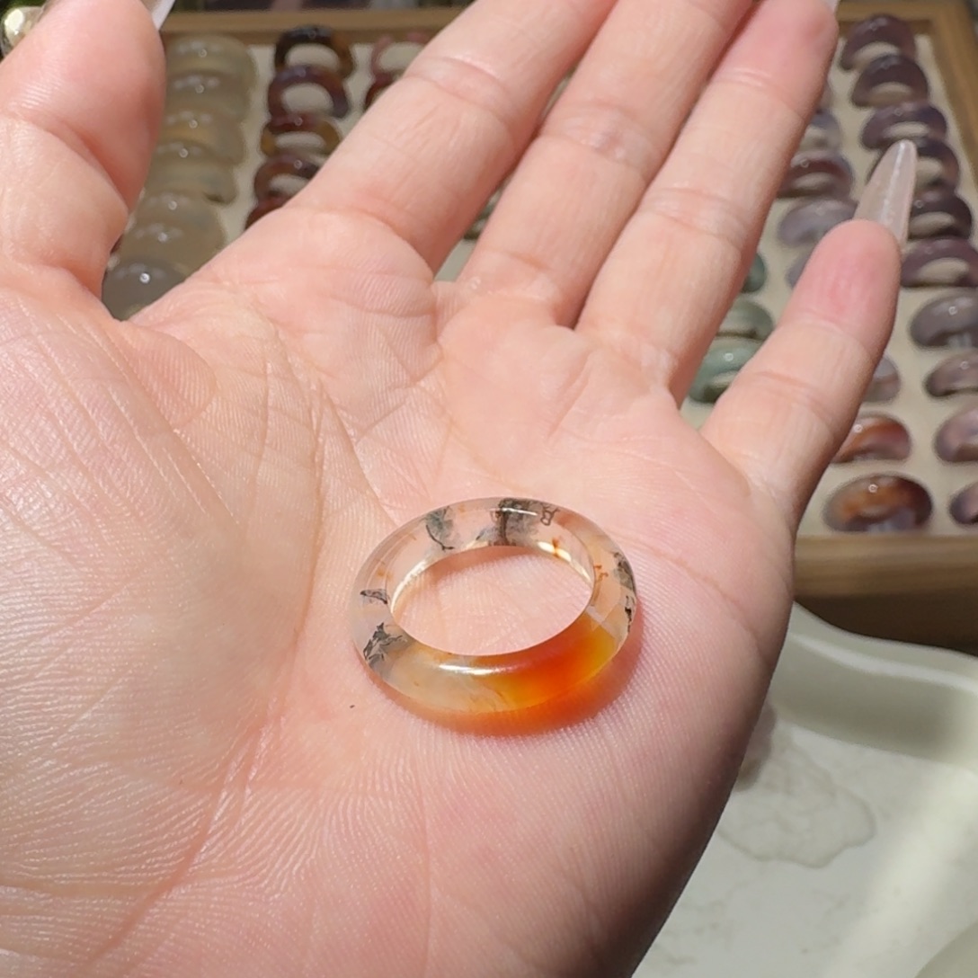 玛瑙/玉髓未镶嵌戒圈10号 港码14