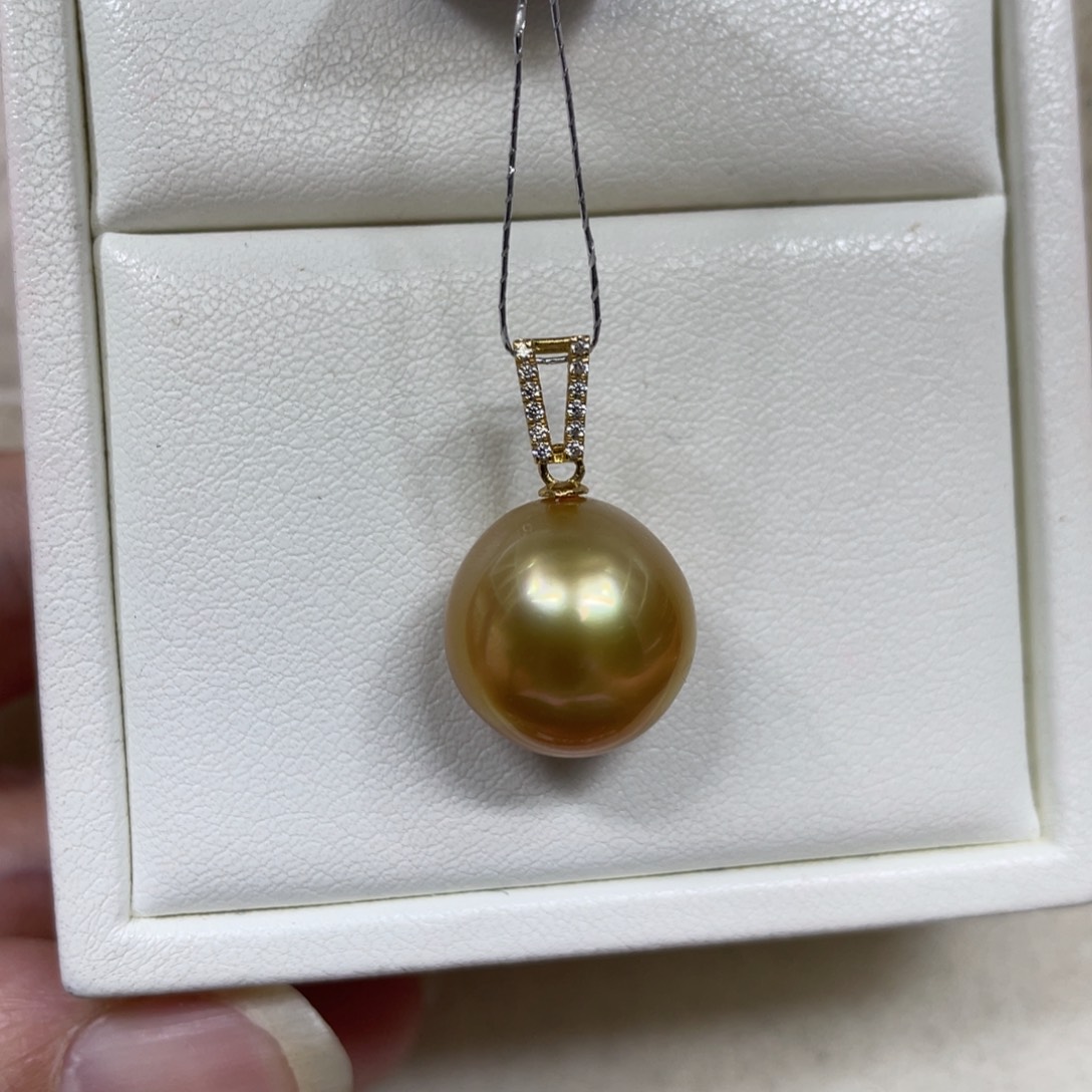 海水珍珠吊坠(不含链)18K金镶嵌14.0mm