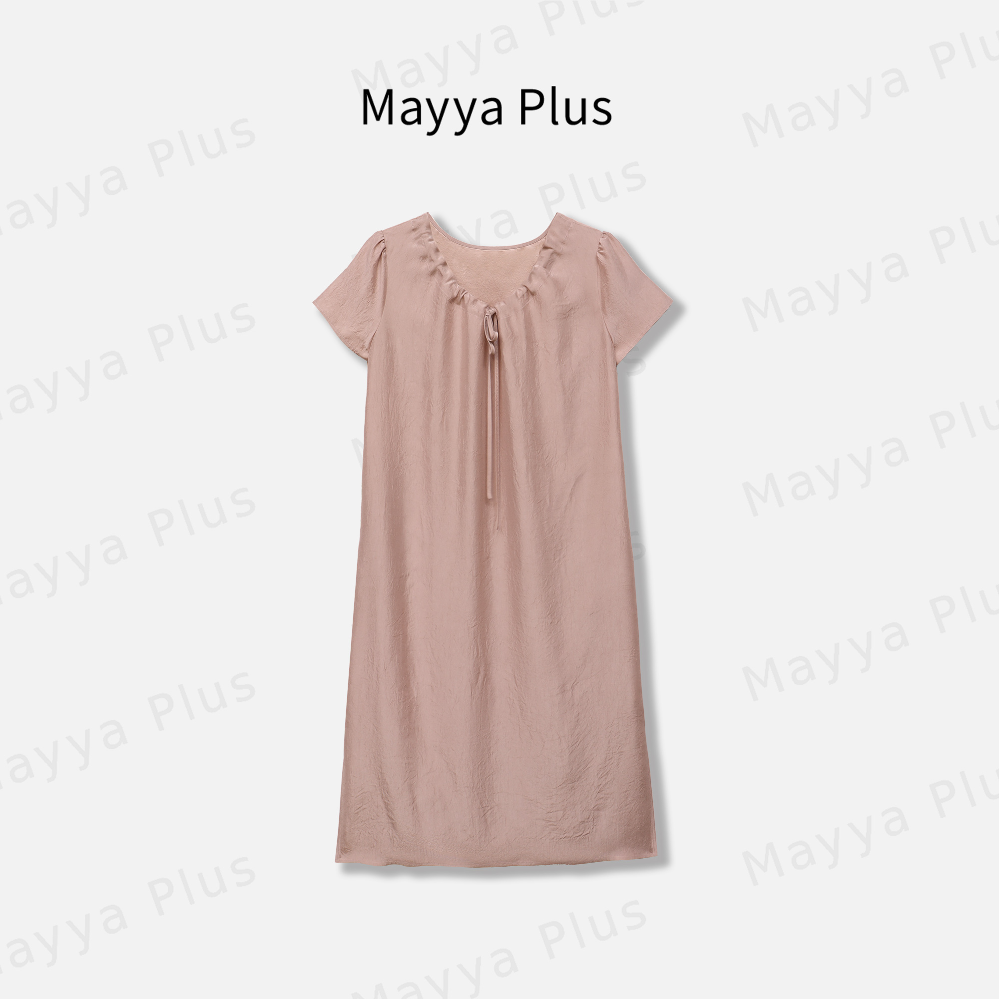 【醋酸和风】Mayya Plus麦芽定制慵懒风肌理感减龄连衣裙子32528902
