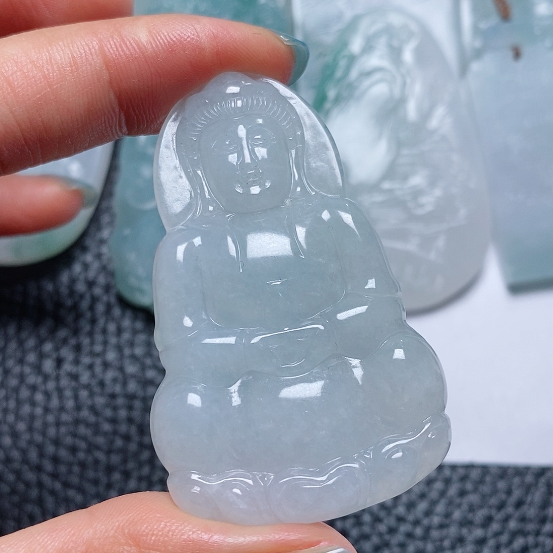 定制翡翠未镶嵌毛货付款后确认抛光