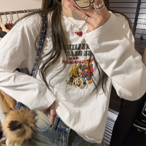 【思含】冬款时尚小女孩印花长袖T