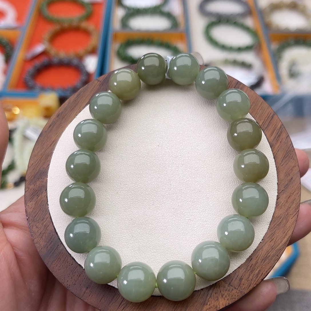 和田玉未镶嵌手串A34卡11.5