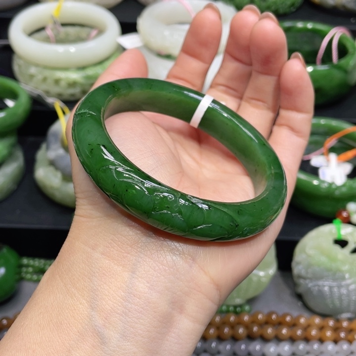 和田玉手镯58+圈口 编号53未镶嵌