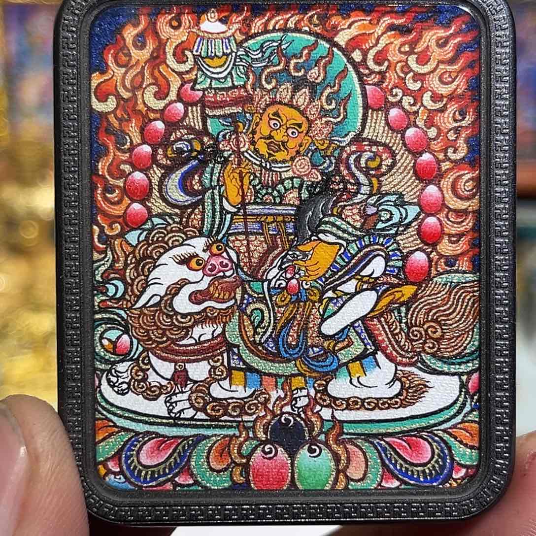 吊坠青海热贡纯手绘财宝天王