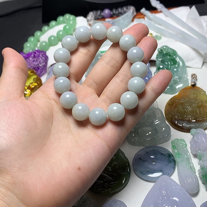 颈饰未镶嵌翡翠天然A货翡翠手串
