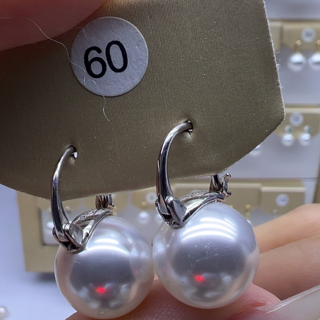 耳饰银S925镶嵌淡水珍珠