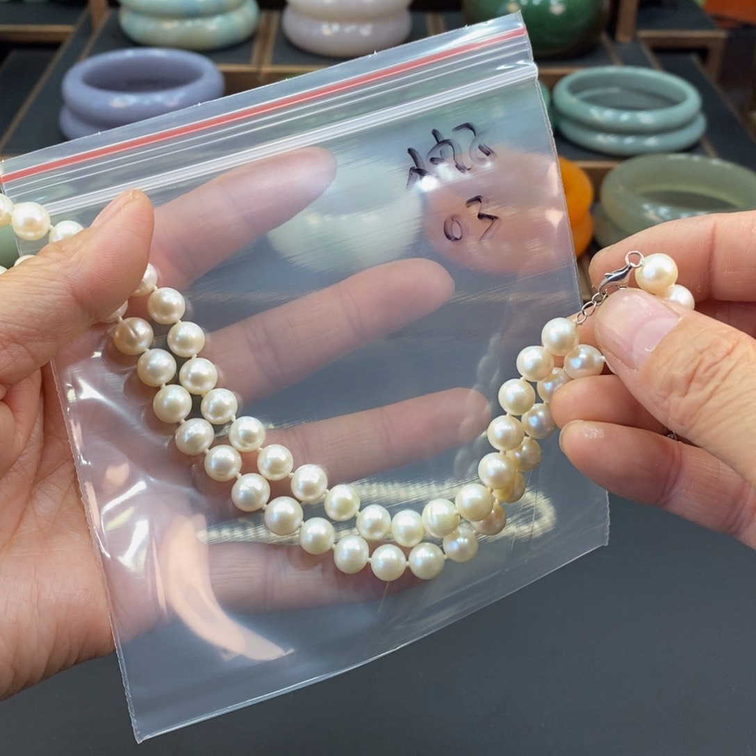 银S925镶嵌淡水珍珠项链0.8小*子