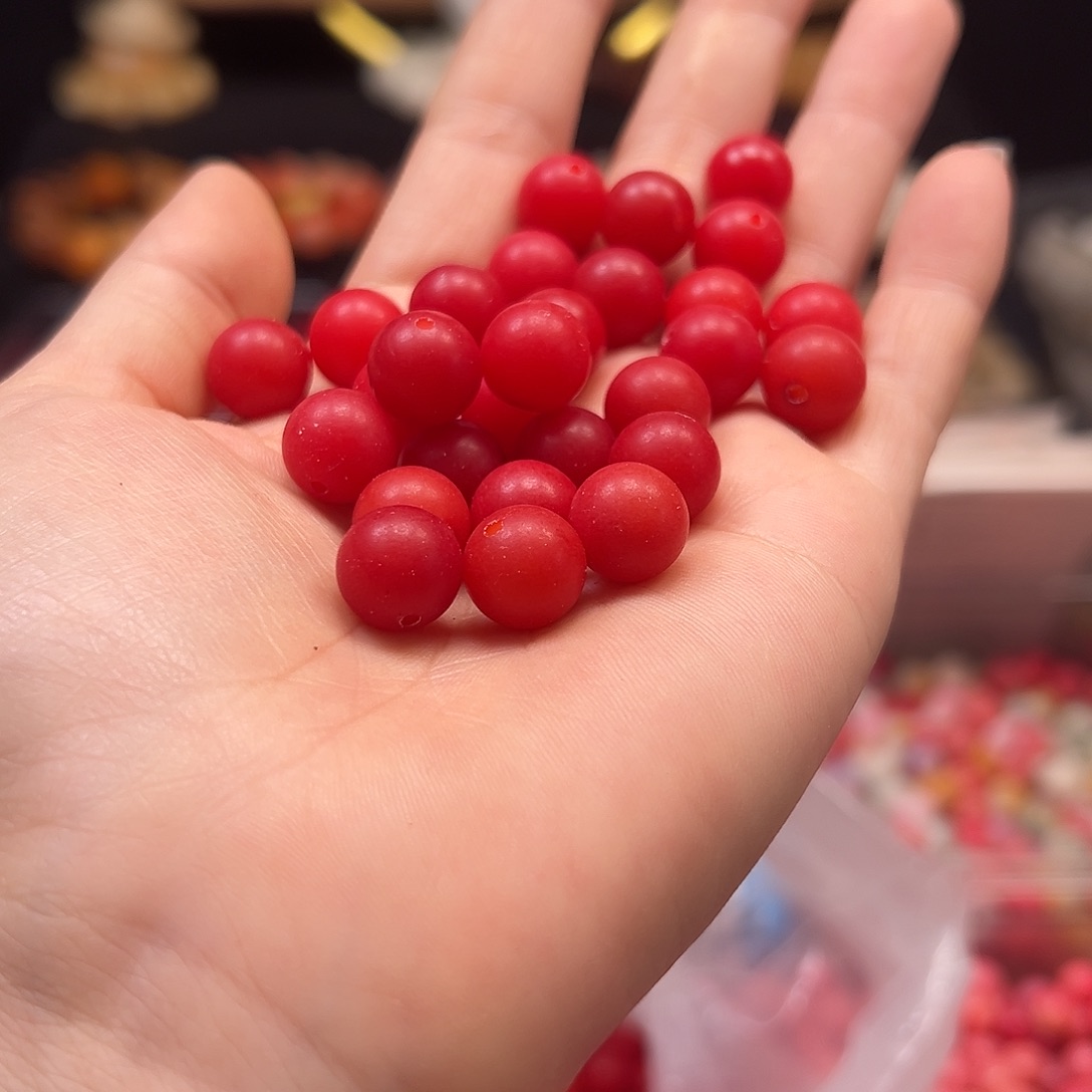 手串菩提根/象牙果微瑕11橘红圆150颗