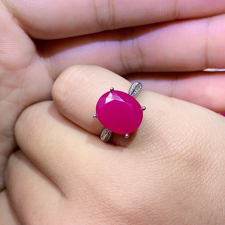 红宝石戒指银S925镶嵌