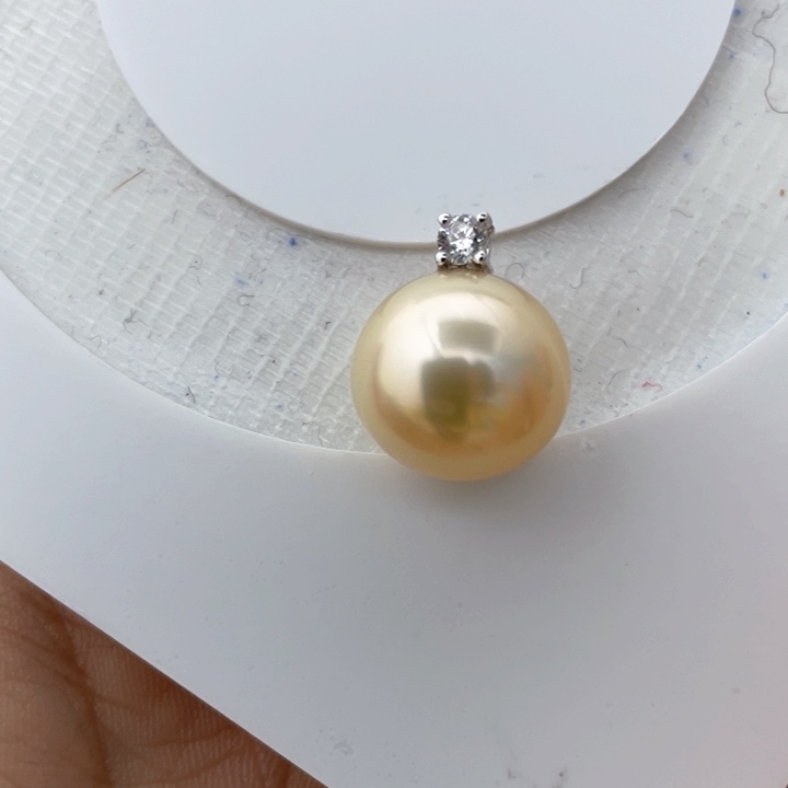 海水珍珠13.2无暇金珠k金镶嵌18K金镶嵌