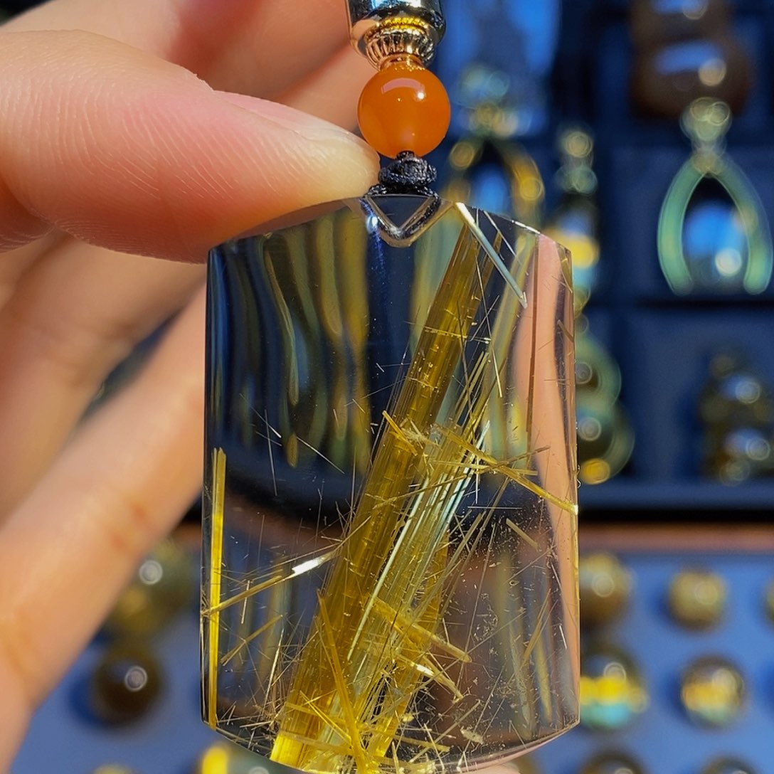 水晶颈饰未镶嵌天然钛晶无事牌吊坠