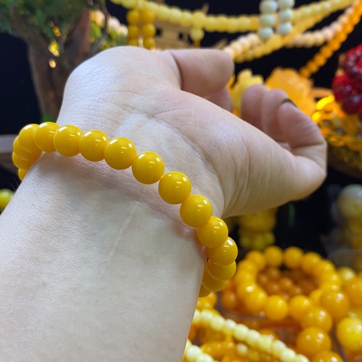 铁***子鸡油黄卡8整串手串