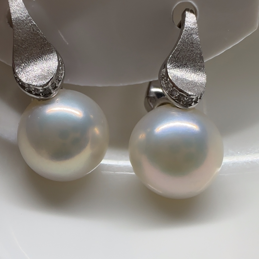F***.淡水珍珠银S925镶嵌耳饰
