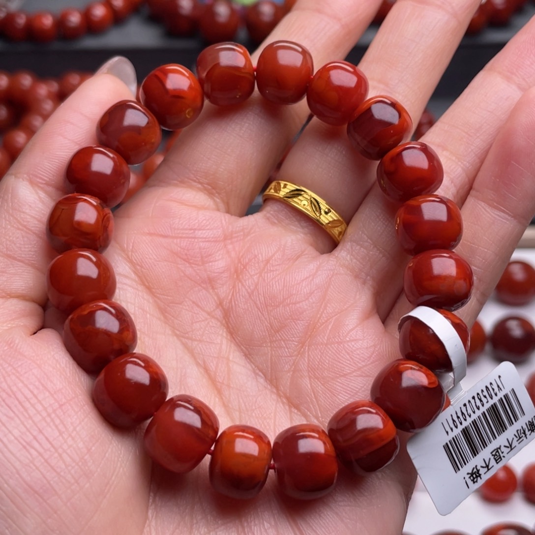 南红玛瑙未镶嵌手链（原矿）11mm高品瓦西牛血火焰老型手串