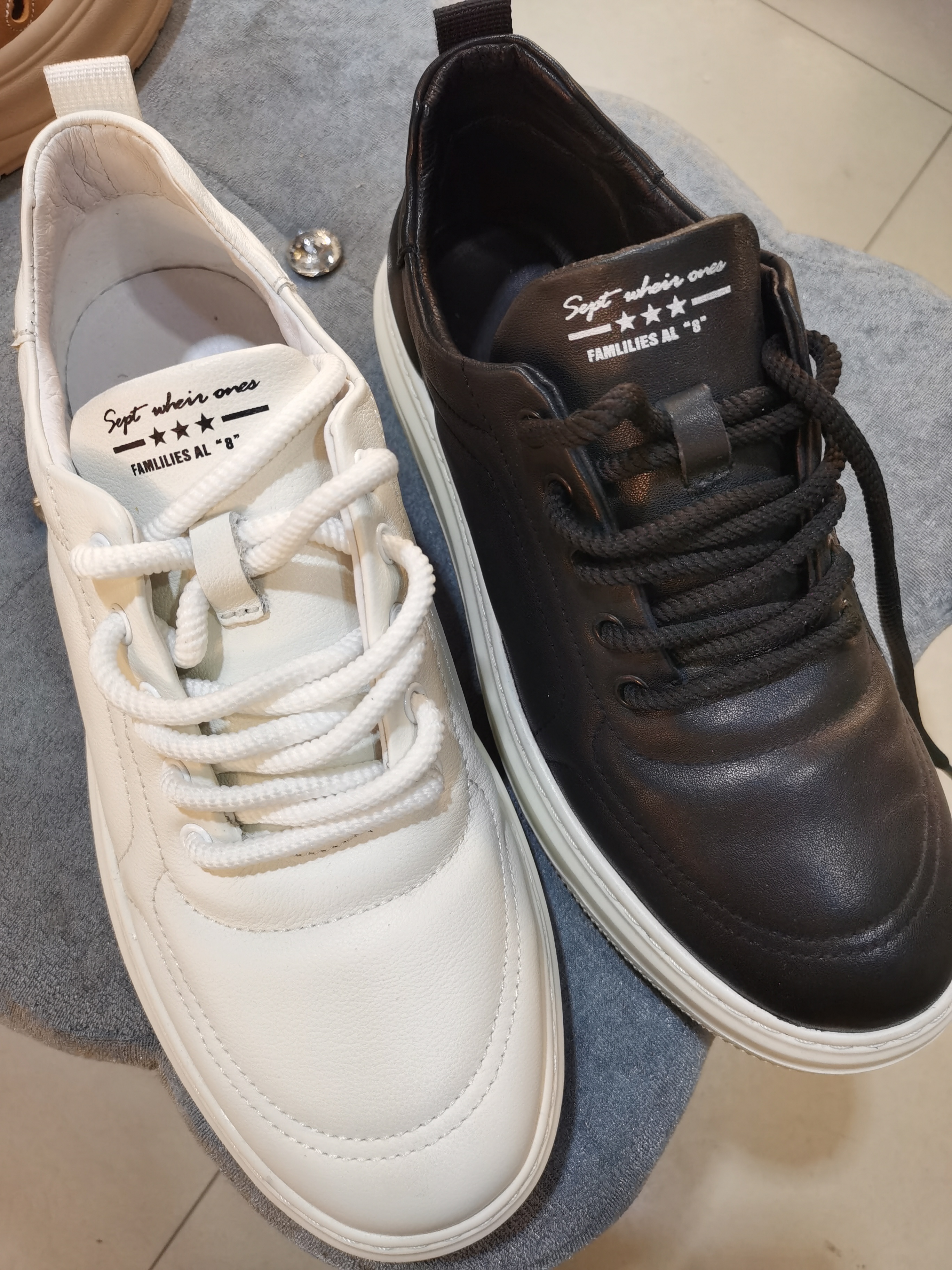 6号车头层牛皮小白鞋春季新款真皮轻便厚底潮流板鞋