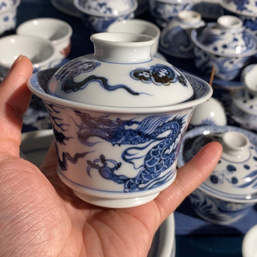 杯清仓特价手绘盖碗