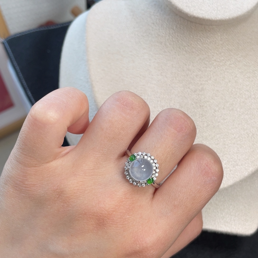 翡翠戒指银S925镶嵌54888