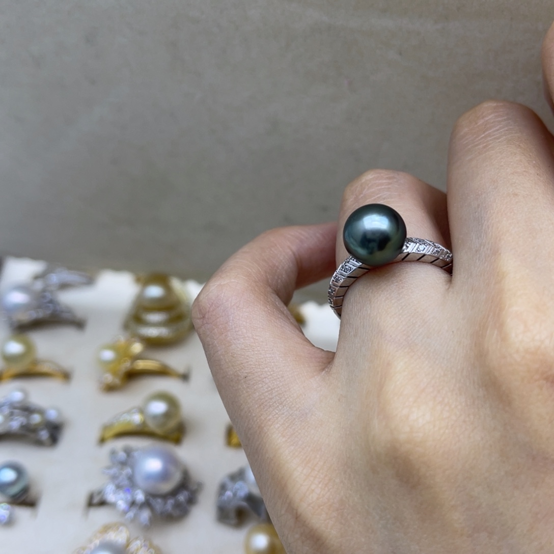 海水珍珠银S925镶嵌戒圈