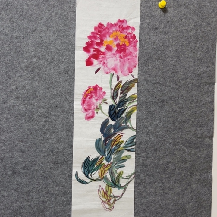 带灯款大鱼书画艺术作品三尺对条