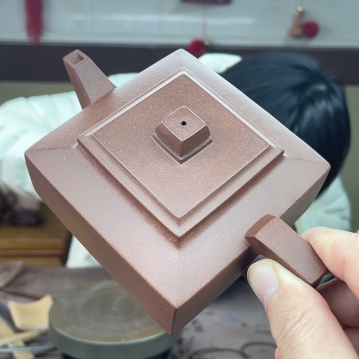 紫砂茶壶紫泥方山逸士