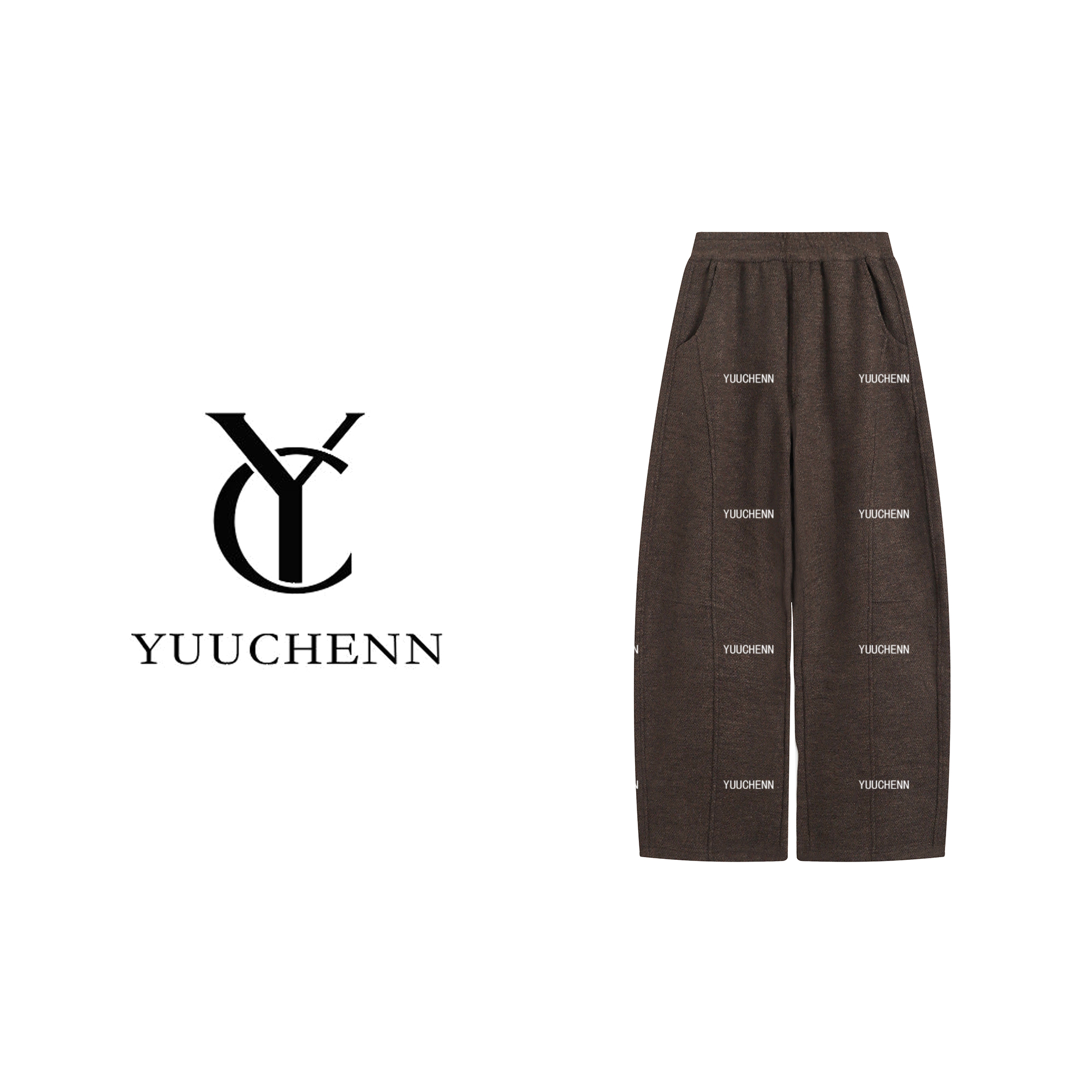 YUUCHENN“美式复古”羊毛长款的裤子直筒重工设计师25C-W80293-1