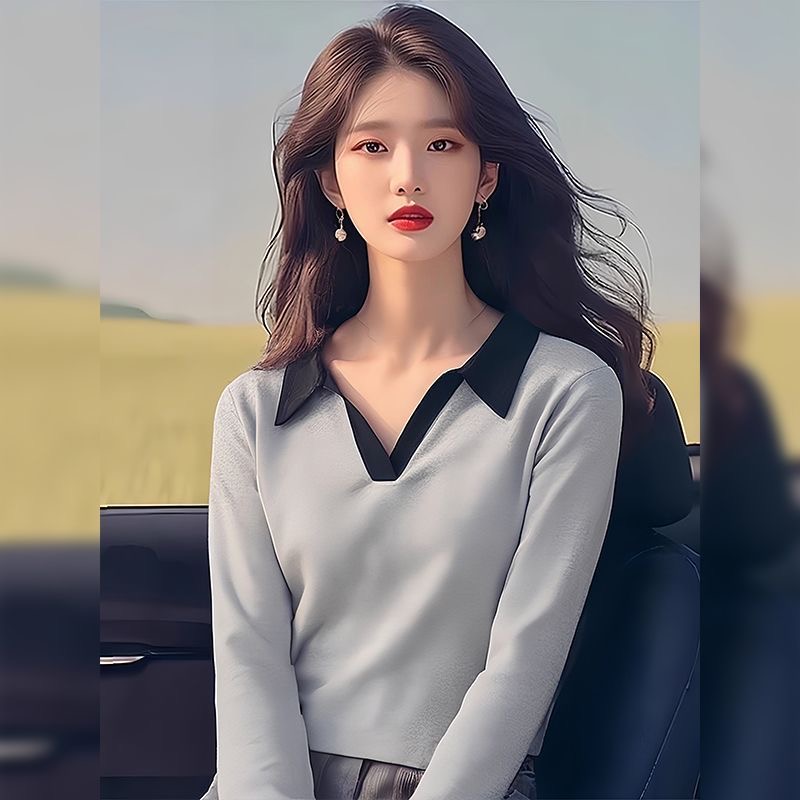 套头款长袖法式常规厚款毛针织衫正肩袖纯色秋季