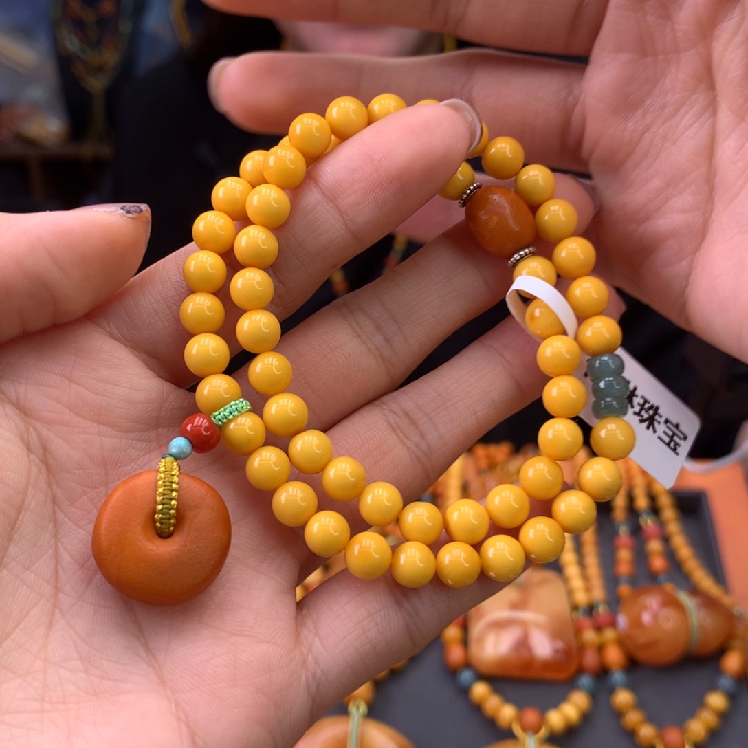 蜜蜡手串未镶嵌天然