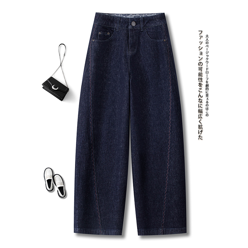 拉夏贝尔牛仔弯刀裤女秋冬2025新款今年流行爆款小个子加绒镰刀裤