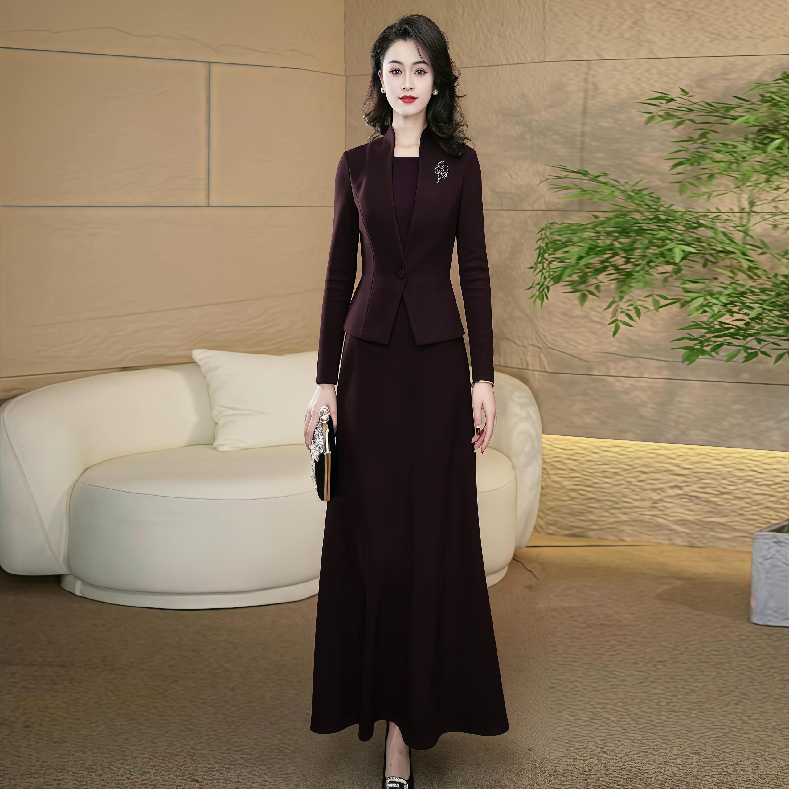 轻奢高级感连衣裙2025年秋季新款时尚修身出席重要场合穿的裙3064