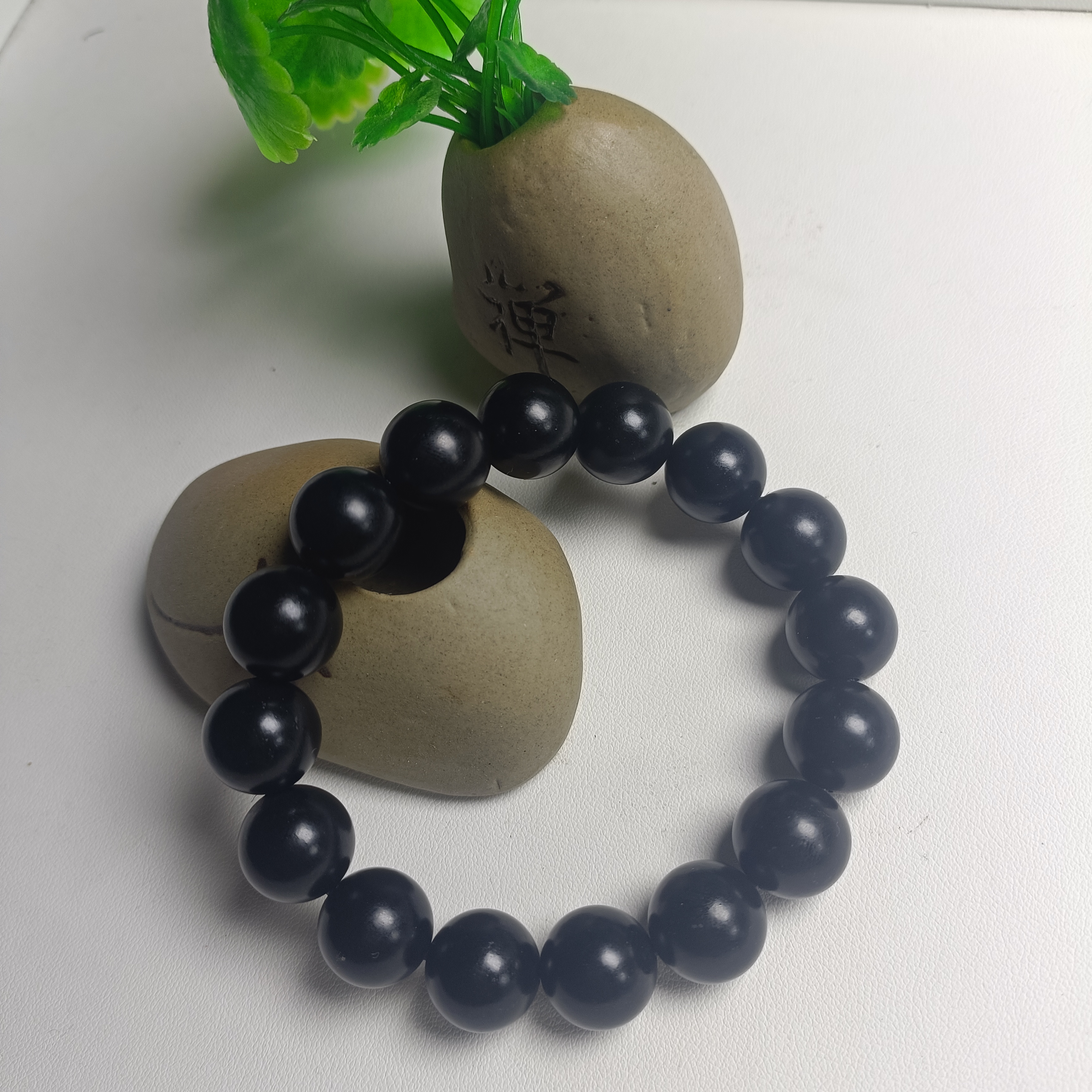 天然和田玉（青玉）手串卡14的圆珠