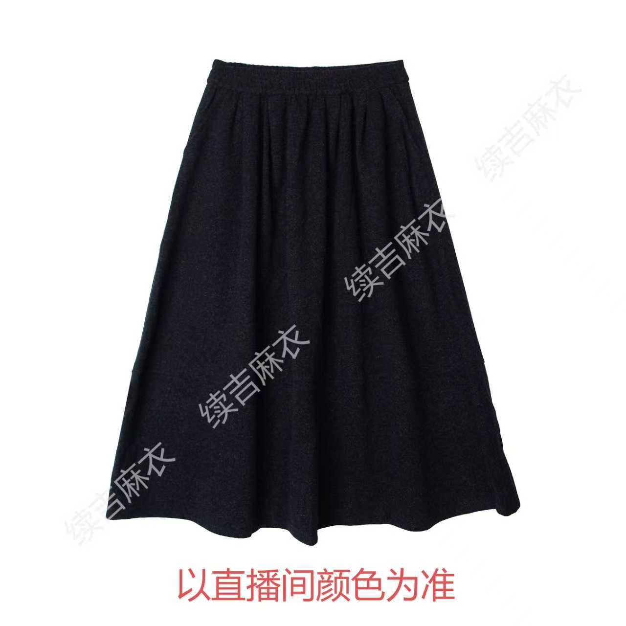 秋-续吉麻衣25-2197【风疏】百搭复古气质休闲设计感半裙