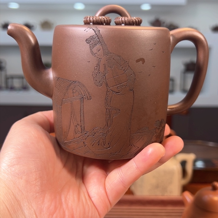 紫砂茶壶双圈老紫泥