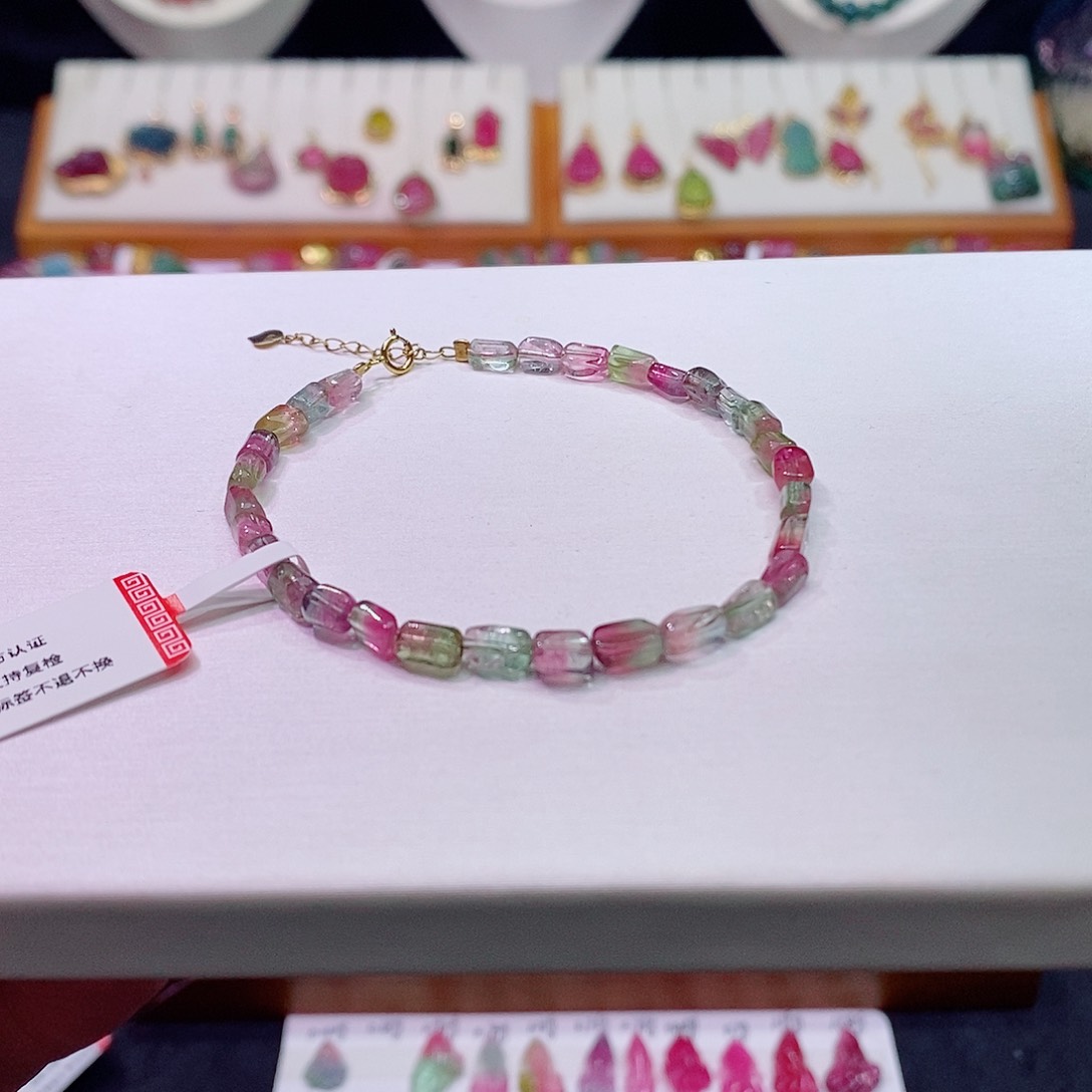 碧玺碧玺m未镶嵌西瓜原石手链